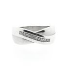 Image 2 of Wide silver crossover ring with zirconia; Fossil