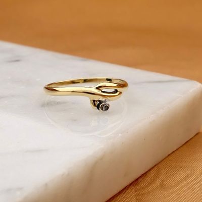 Gold ring with diamond; 0.01 ct. Image 2 of Gold ring with diamond; 0.01 ct.