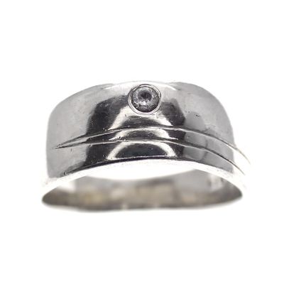 Image 2 of Silver wide ring with zirconia