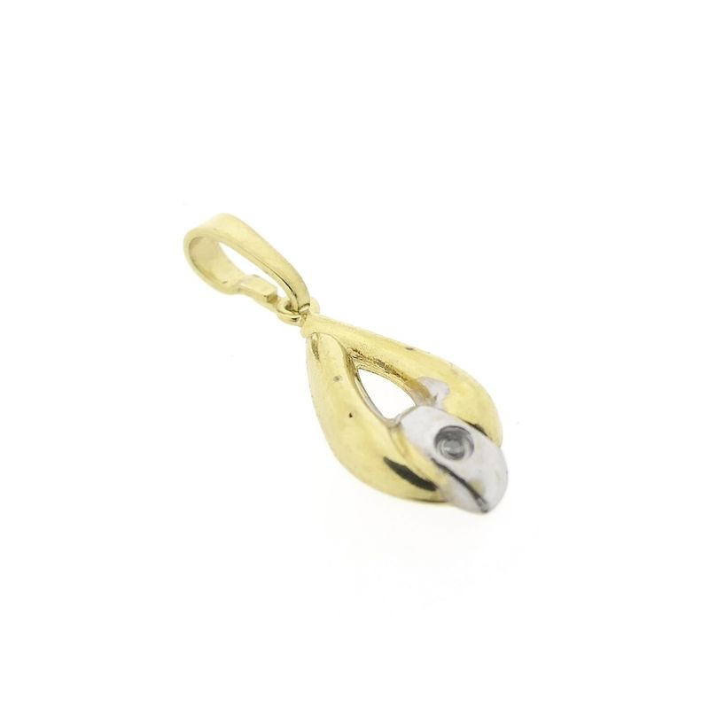 Image 3 of Two-tone gold minimalist pendant with diamond | 0.005 ct.