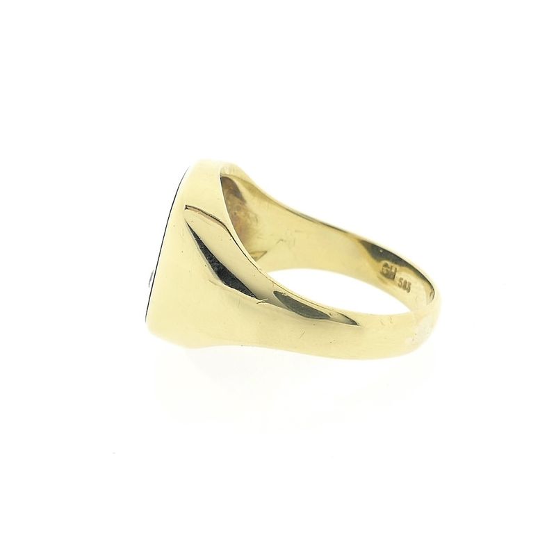 Image 6 of Gold men's signet ring with onyx and zirconia