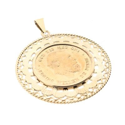 Image 2 of Gold pendant of a 10-guilder coin; King William III 1875