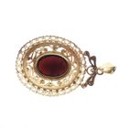 Image 7 of Gold vintage pendant with garnet stone | filigree