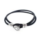 Image 1 of Pandora Moments double black leather bracelet; Silver; Ø 61 mm