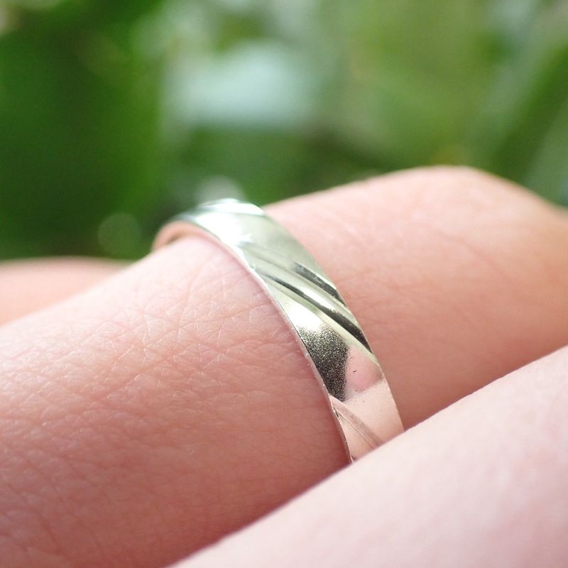 Image 6 of Silver ring with diagonal relief | Men