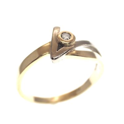 Image 1 of Two-tone gold fantasy ring with 0.03 ct diamond.