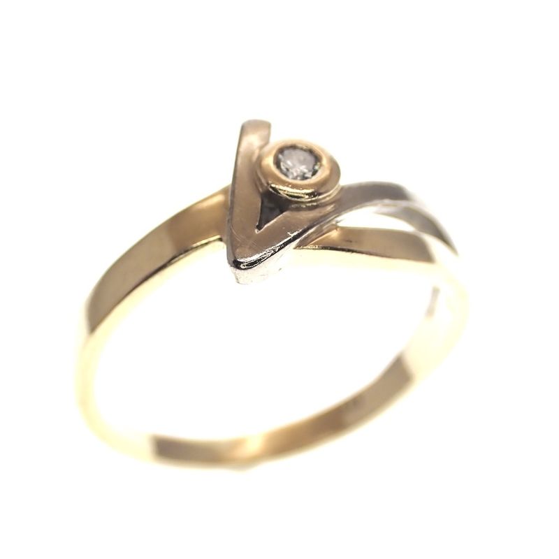 Image 1 of Two-tone gold fantasy ring with 0.03 ct diamond.