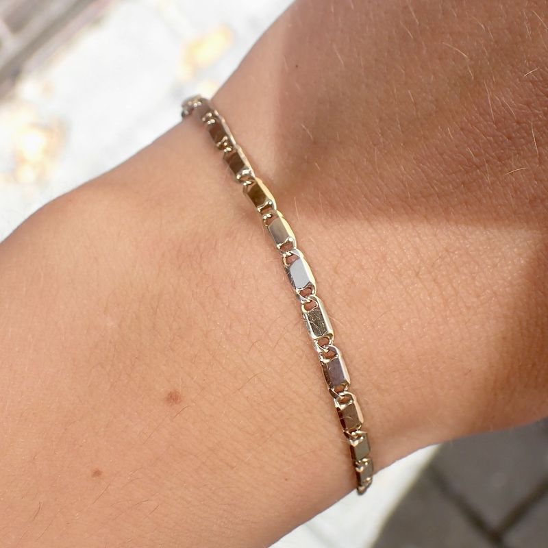 Image 2 of Bicolor gold Figaro bracelet | 21 cm