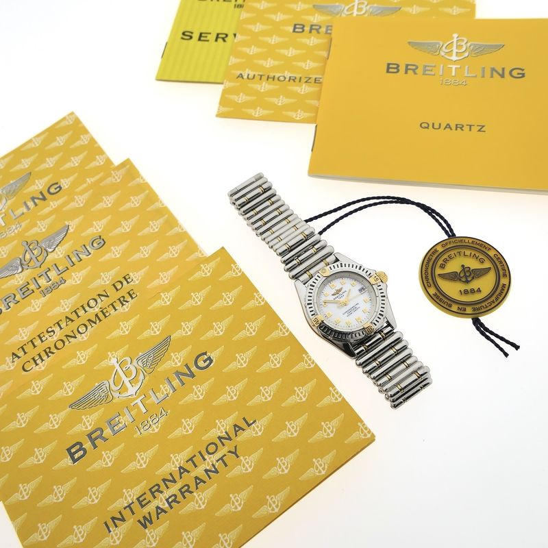 Image 17 of Breitling Callistino 'Mother of Pearl' B72345; 18k gold/steel women's watch