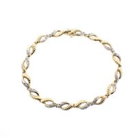Two-tone gold link bracelet with 0.16 ct. diamonds | 18 cm