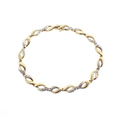 Image 1 of Two-tone gold link bracelet with 0.16 ct. diamonds | 18 cm