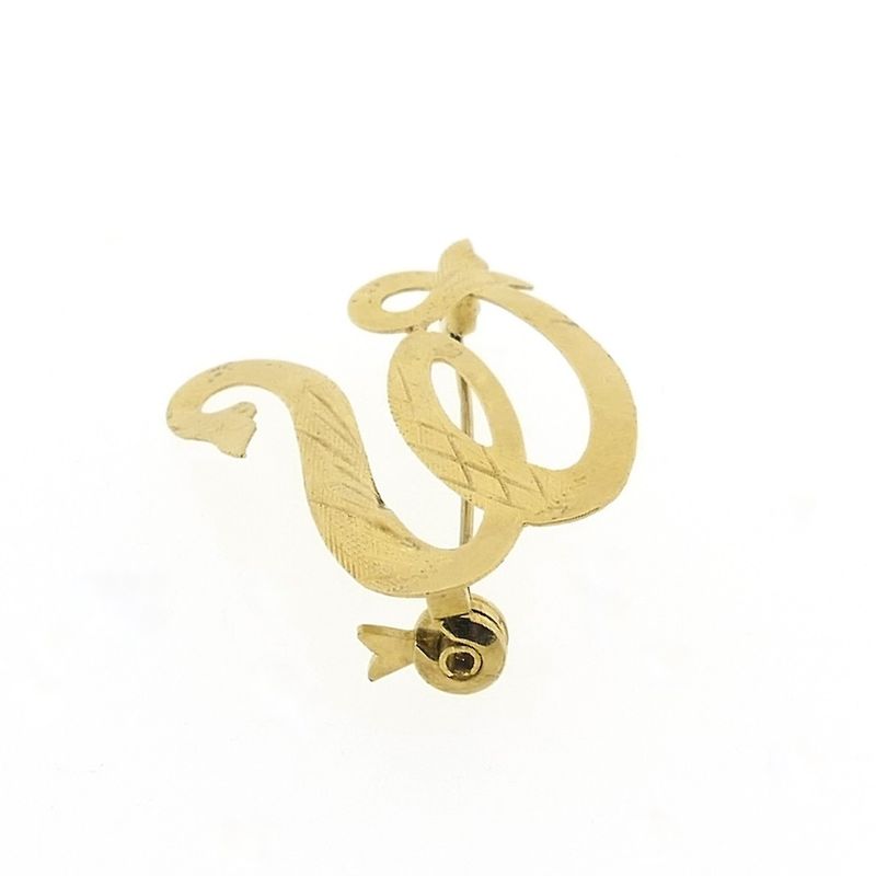 Image 5 of Vintage gold brooch; Letter W