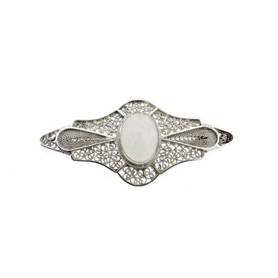 Image 1 of Vintage/antique brooch with milk stone; Filigree technique
