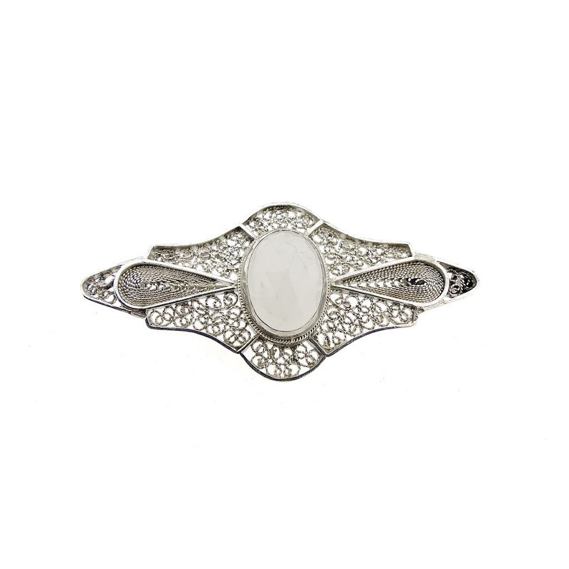 Image 1 of Vintage/antique brooch with milk stone; Filigree technique