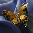 Image 11 of Two-tone gold brooch/pendant of a butterfly with enamel and diamond; 0.04 ct.