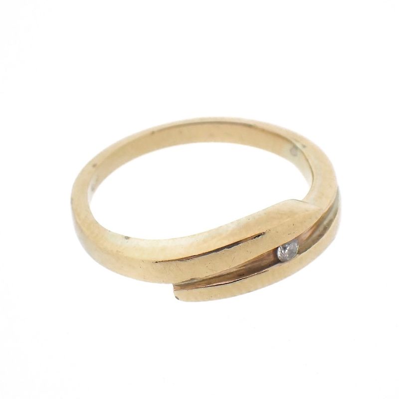 Image 8 of Gold solitaire ring with diamond; 0.02 ct.