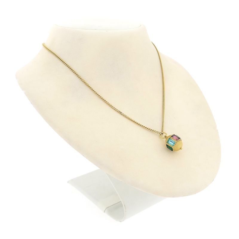 Image 4 of 18 ct. Gold Oriental pendant with colored zirconias