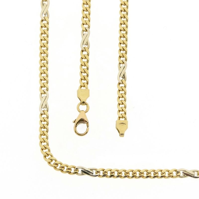 Image 1 of Two-tone gold gourmet link chain with diamonds
