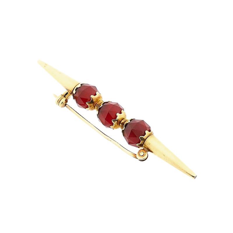 Afbeelding 8 van Vintage gouden broche met carneool