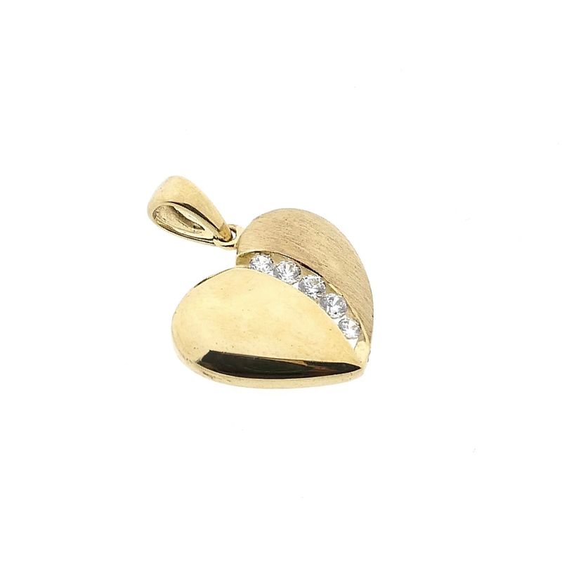 Image 10 of Gold Heart Pendant with Zirconia; 9 Karat