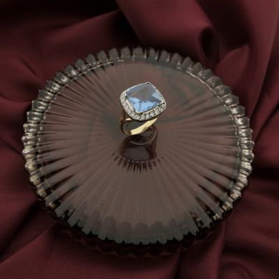 Image 2 of Two-tone cocktail ring with topaz and zirconia