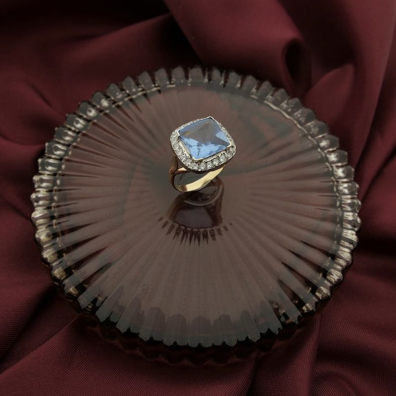 Image 2 of Two-tone cocktail ring with topaz and zirconia