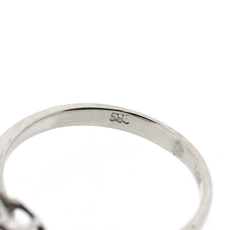 Image 7 of 14K White Gold Flower Ring with Diamond; Size 17.5