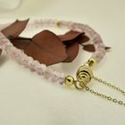 Image 2 of Gold beaded bracelet with rose quartz | 19 cm