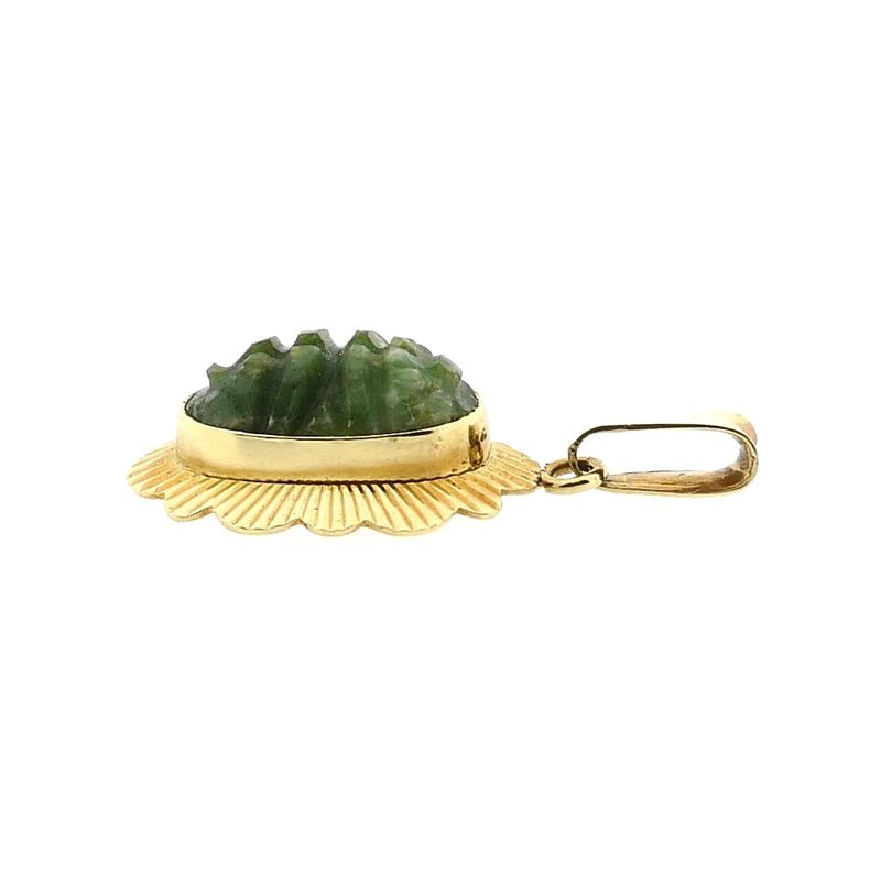 Image 9 of 14 Karat Gold Pendant with Nephrite Jade