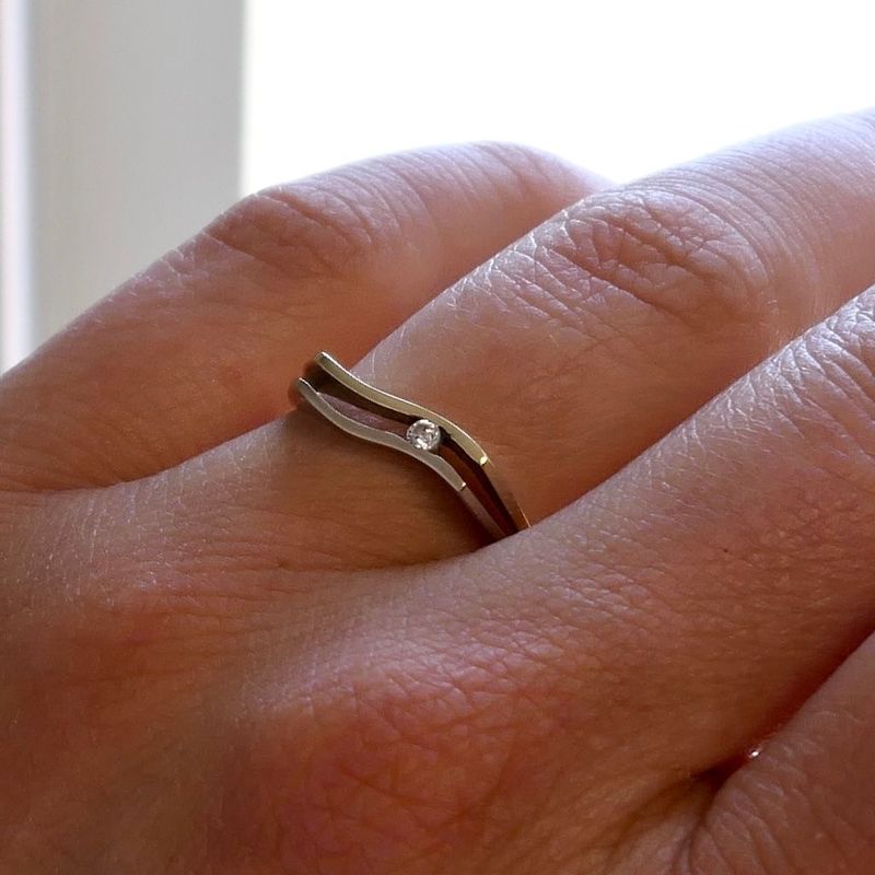 Image 7 of Bicolor Gold Ring with Zirconia