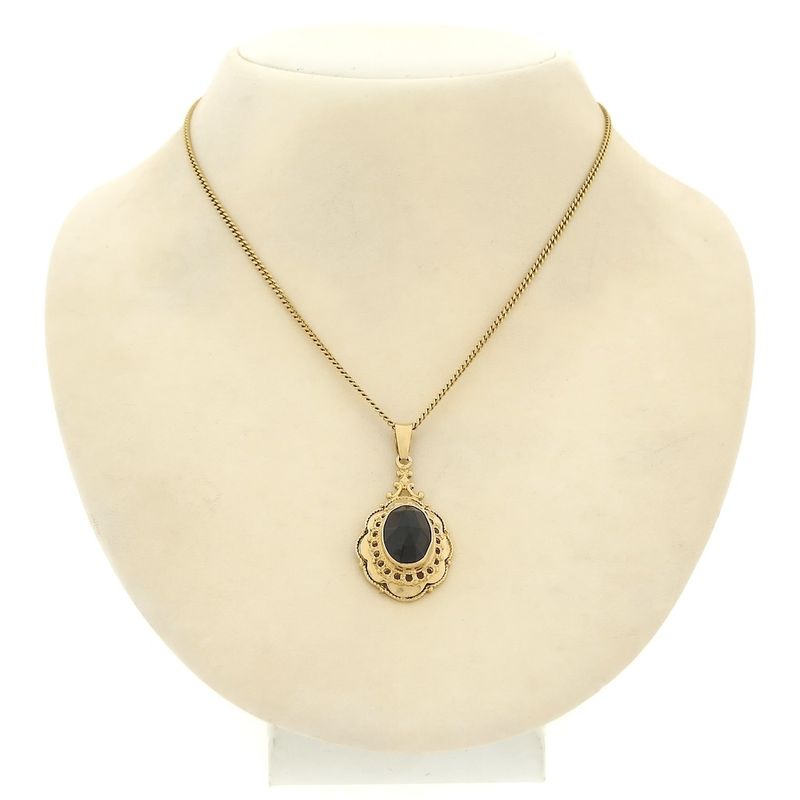 Image 9 of Vintage gold pendant with garnet and filigree technique