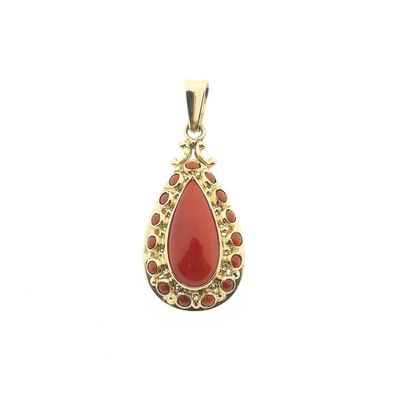 Antique gold pendant with blood coral Image 1 of Antique gold pendant with blood coral