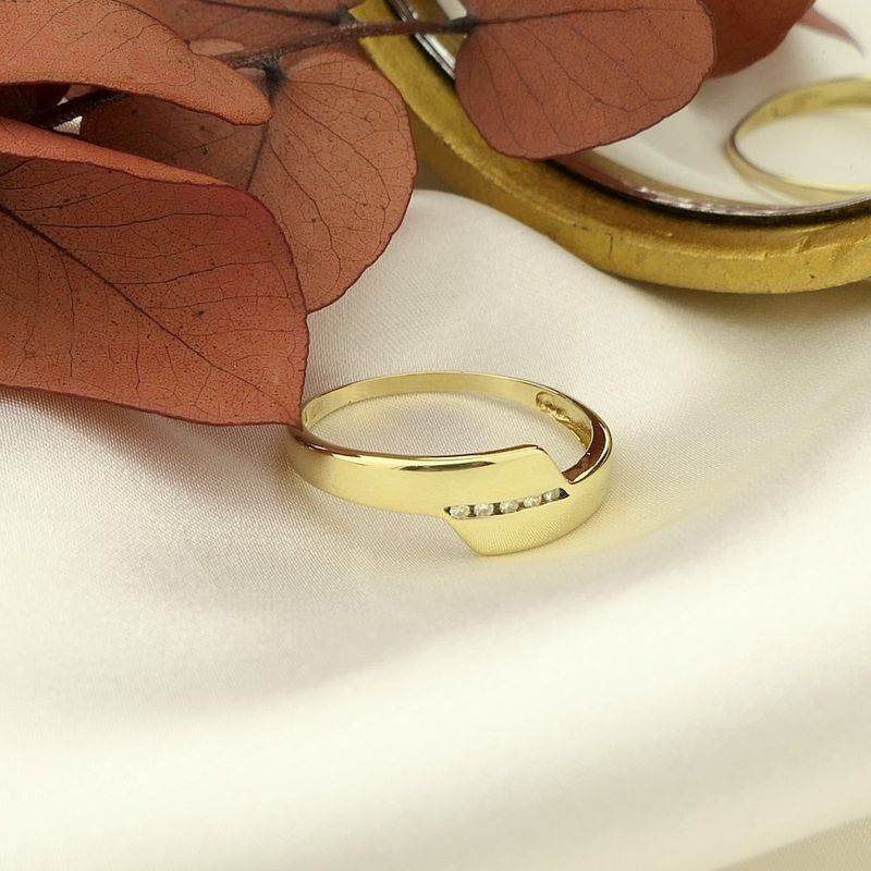 Image 2 of Golden fantasy ring with diamond | 0.05 ct.