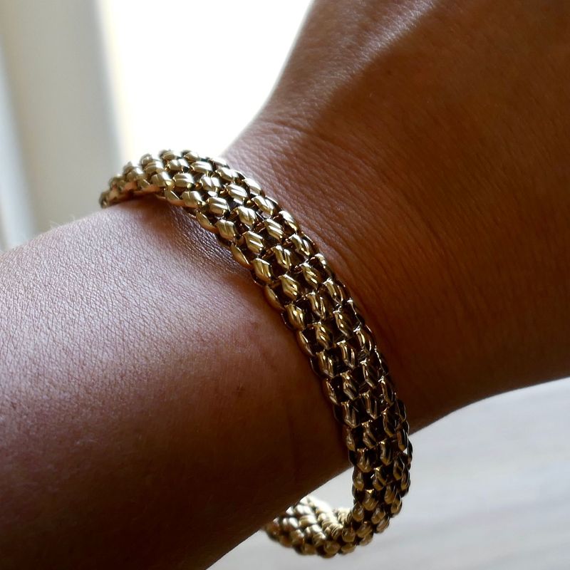 Afbeelding 10 van Gouden Meshschakel klemarmband; Maat M