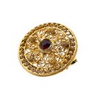 Image 6 of Filigree Brooch with Red Zirconia; 20 Karat