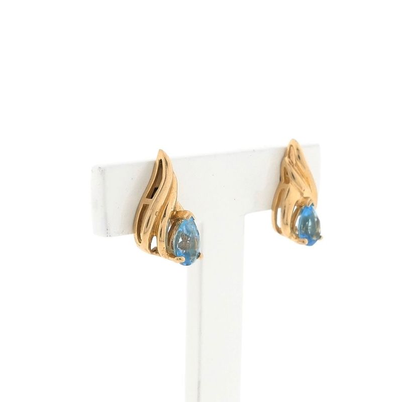 Image 3 of Gold stud earrings with topaz