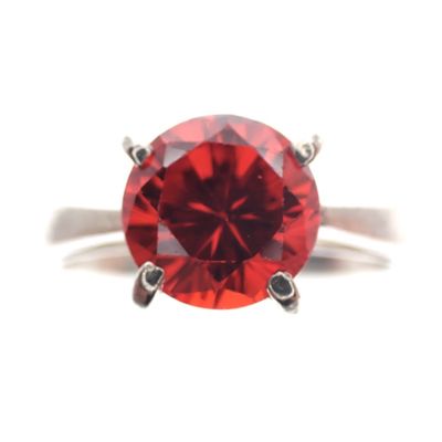 Image 2 of Silver square solitaire ring; red zirconia