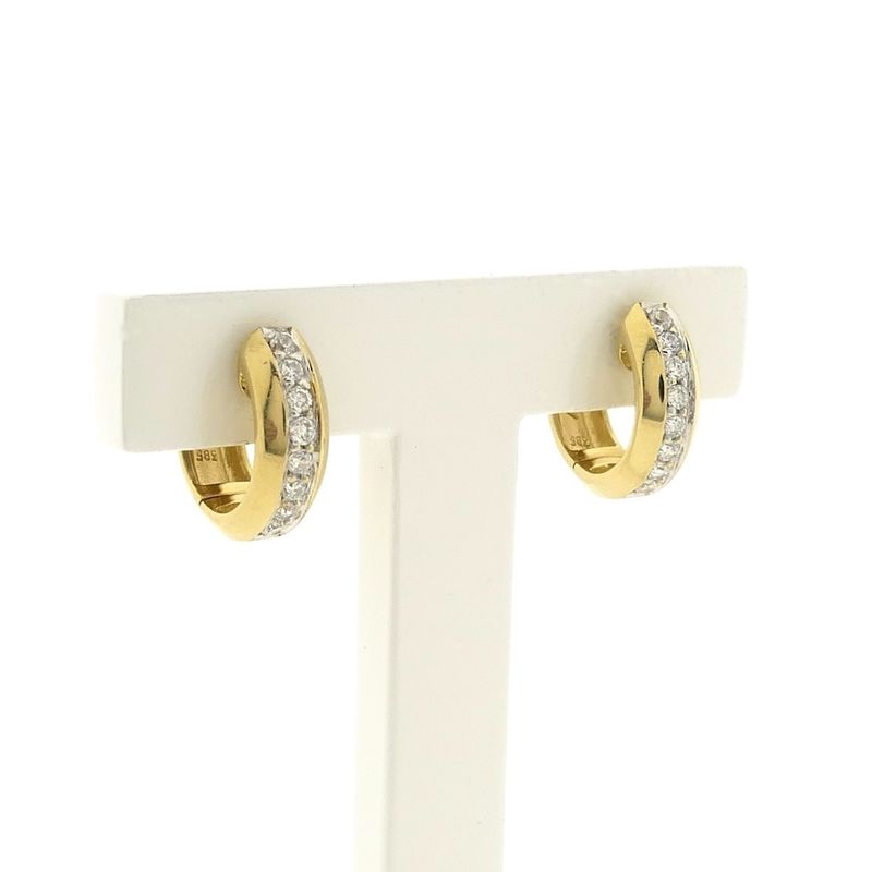 Image 2 of Gold hoop earrings with zirconia; Ø 15.2 mm