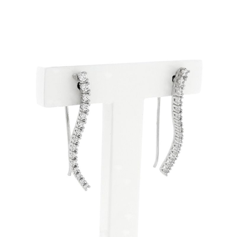 Image 3 of Silver long earrings with zirconia