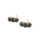 Image 6 of Bicolor gold stud earrings with sapphire and diamond | 0.20 ct.