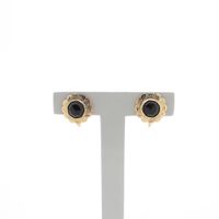 Gold clip-on earrings with garnet | Vintage