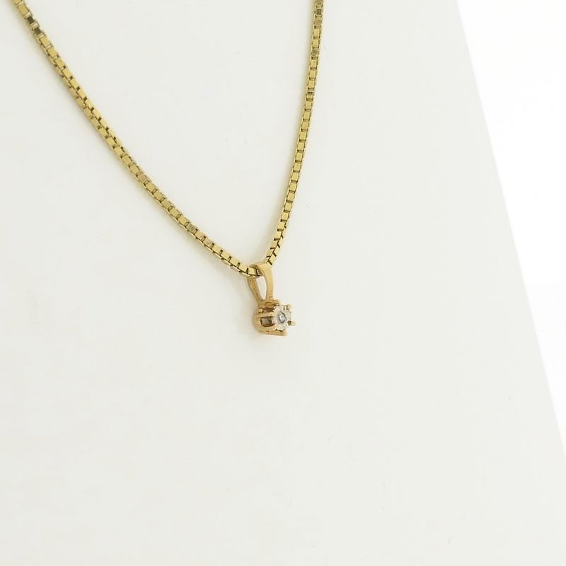 Image 6 of Gold minimalist pendant with diamond | 0.10 ct.