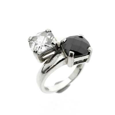 Image 1 of Silver Toi et moi ring with zirconia