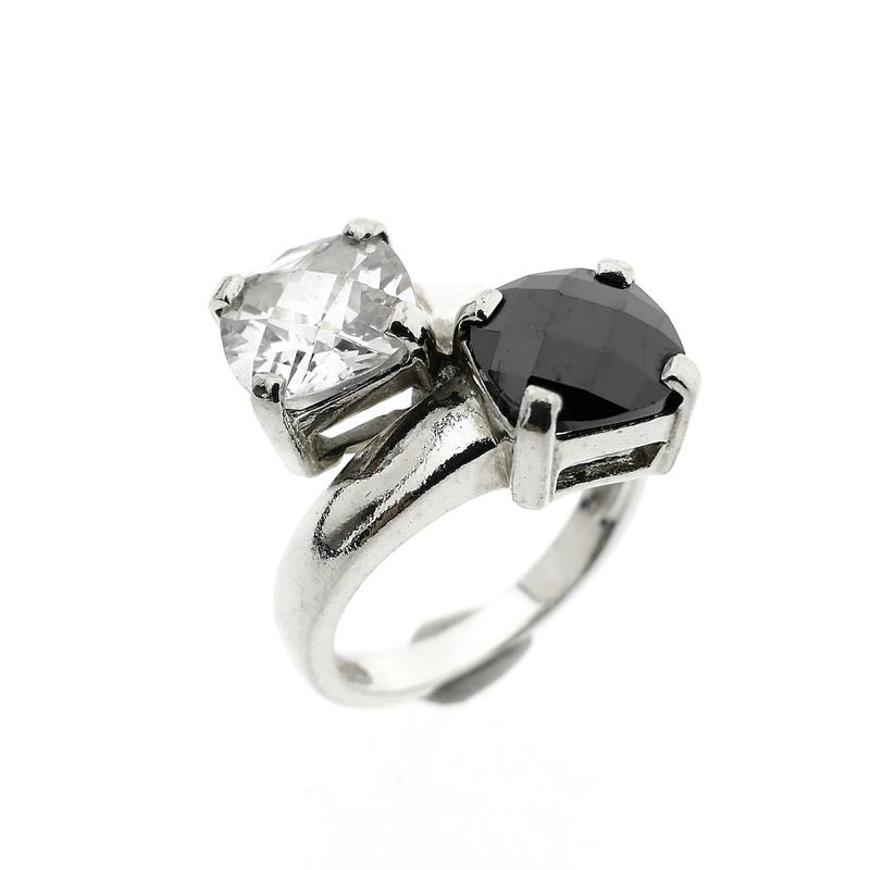 Image 1 of Silver Toi et moi ring with zirconia