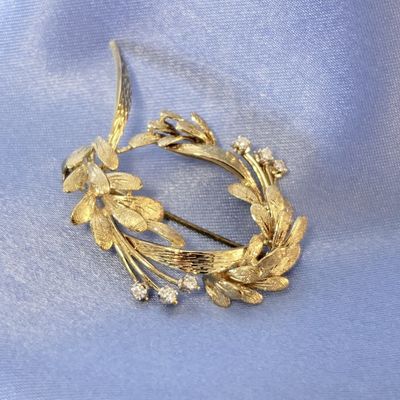 Image 2 of Vintage gold fantasy brooch with diamond 0.21 ct.