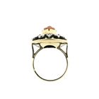 Image 4 of Gold and silver ring with blood coral, mother of pearl and diamond; 0.02 ct.
