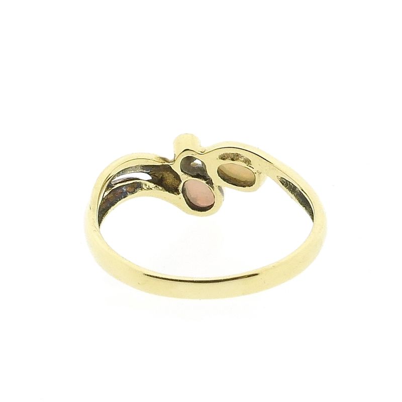 Image 4 of Gold ring with white opal and zirconia