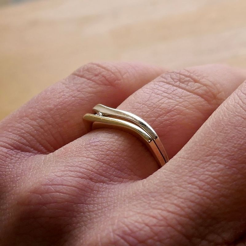 Image 8 of Two-tone gold ring with diamond; 0.02 ct.