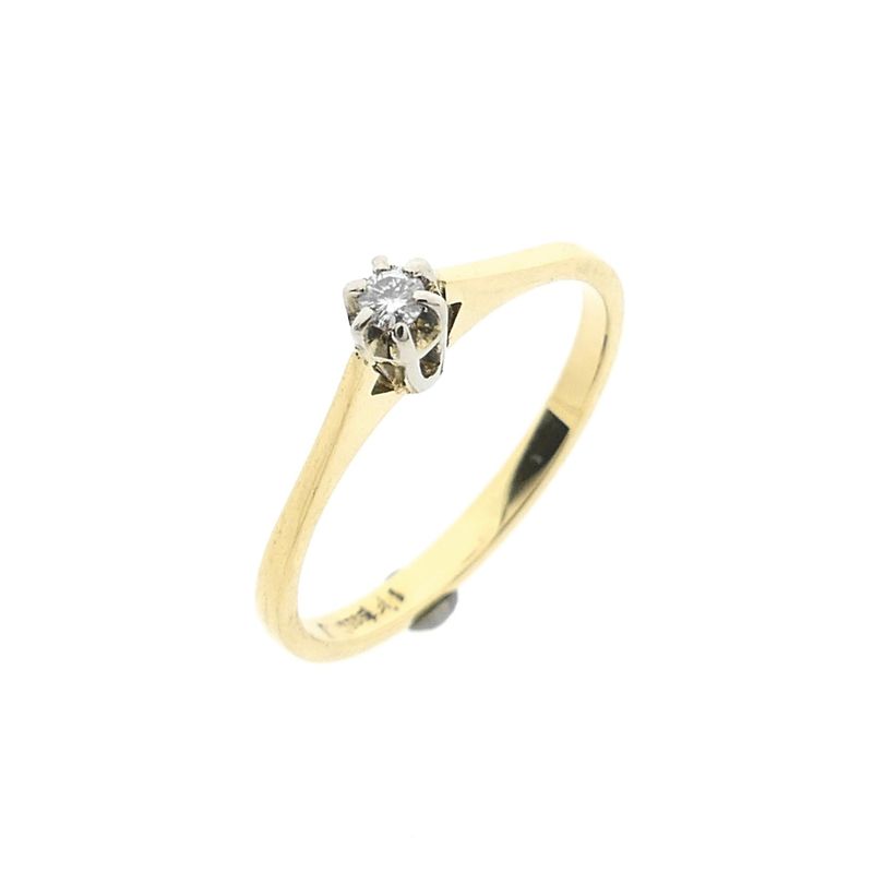 Image 1 of Bicolor gold solitaire ring with diamond; 0.045 ct.
