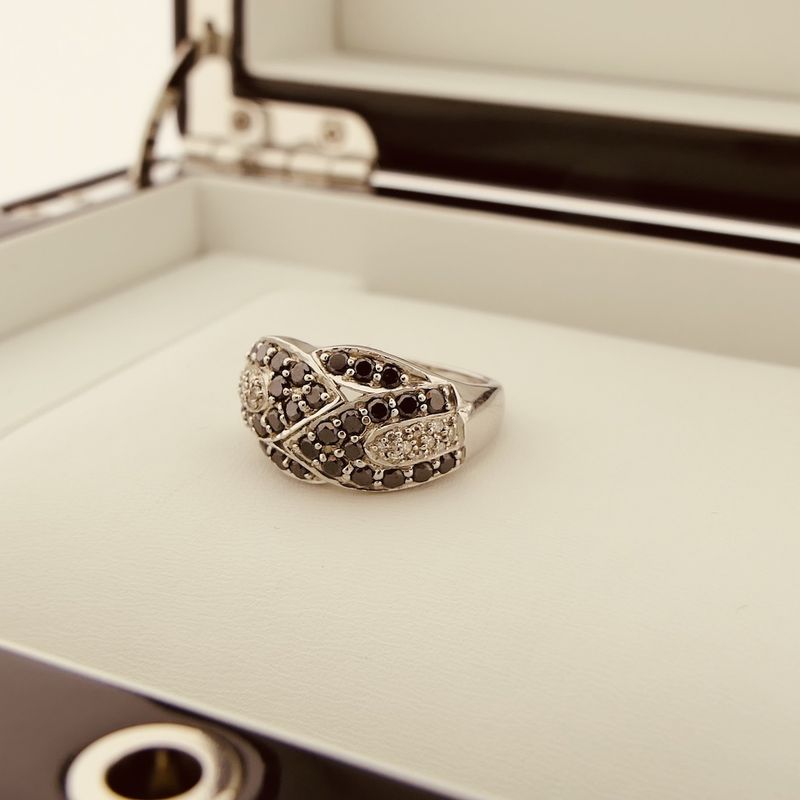 Image 7 of 8-carat ring with black moissanite and clear diamonds; 0.55 ct.